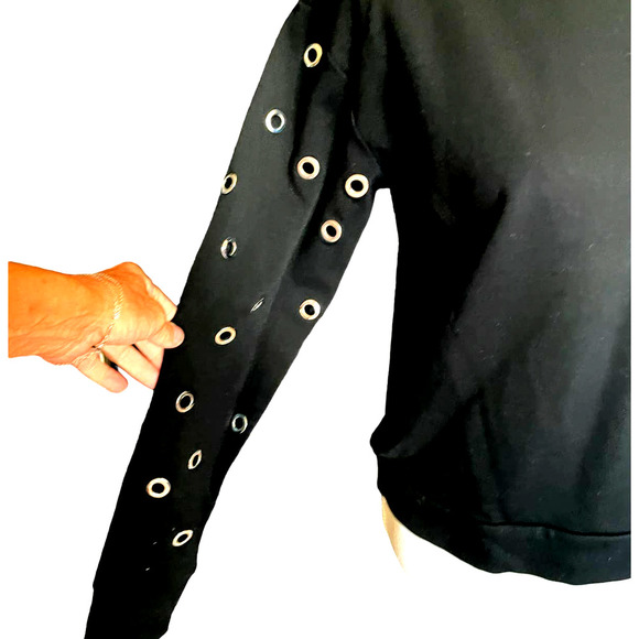 Lea & Viola Womens Eyelet Sweater & Pant 2 PC Set Long Sleeve Size S Black - Picture 6 of 11